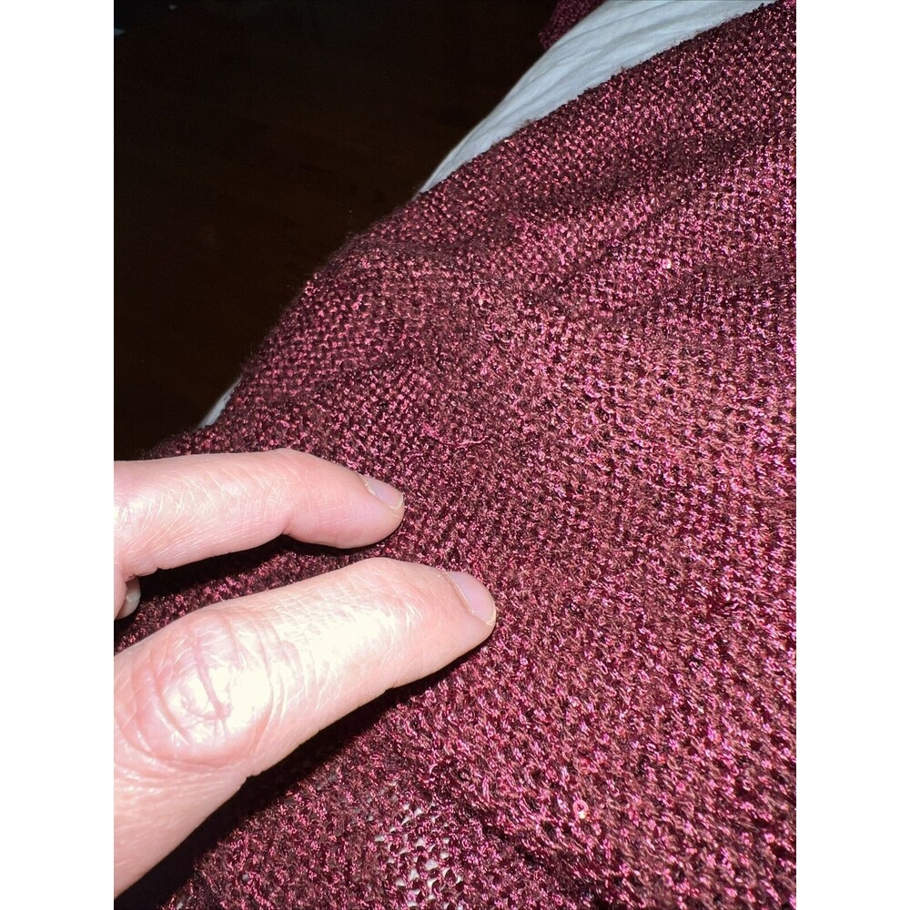 Jessica Simpson Burgundy Sparkle Lined Knit Sweater Tearose Layered Cutout XL - Picture 13 of 13